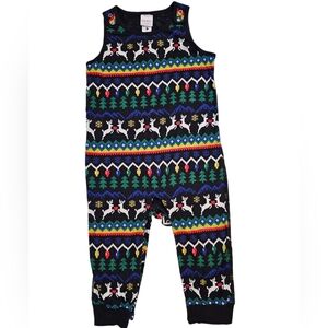 Hanna Andersson Reindeer Christmas Lights Fair Isle Overall 90/3T